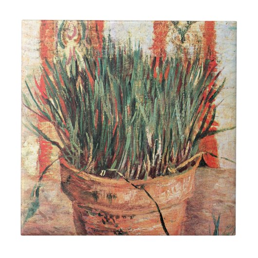 ゴッホの静物画 チーズの花の鉢植え タイル (正面)