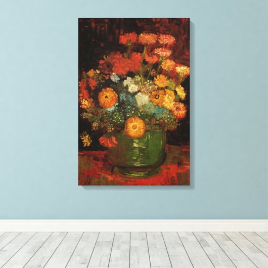 ゴッホの静物画「ヒンズの花のある花瓶」 キャンバスプリント (インサイチュ (ウッドフロア))