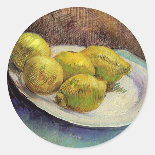 ゴッホの静物画「皿の上のレモン」 ラウンドシール (正面)
