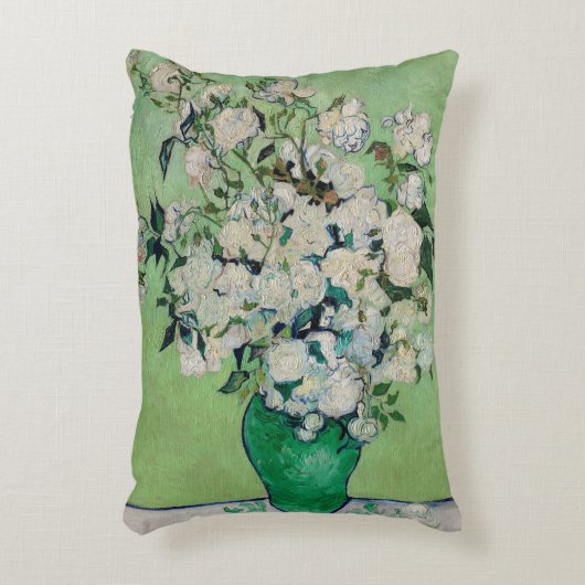 ゴッホの静物画「花瓶のバラ」 アクセントクッション (正面(垂直))