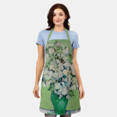 ゴッホの静物画「花瓶のバラ」 エプロン (着用した状態)