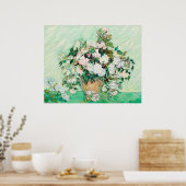 ゴッホの静物画「花瓶のバラ」 ポスター (キッチン)