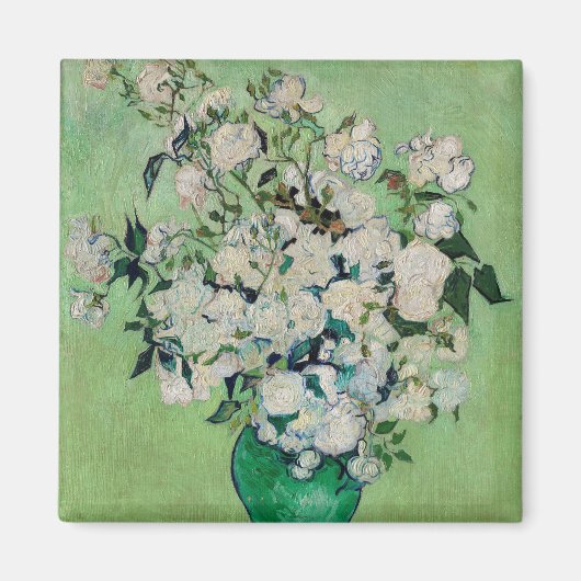 ゴッホの静物画「花瓶のバラ」 マグネット (正面)