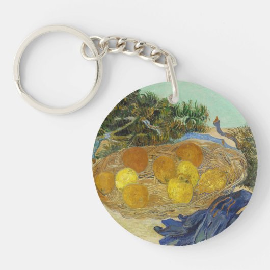 ゴッホの静物画「青い手袋のあるオレンジとレモン」 キーホルダー (正面)