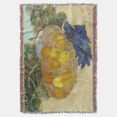 ゴッホの静物画「青い手袋のあるオレンジとレモン」 スローブランケット (正面縦)