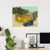 ゴッホの静物画「青い手袋のあるオレンジとレモン」 ポスター (ホームオフィス)