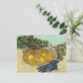 ゴッホの静物画「青い手袋のあるオレンジとレモン」 ポストカード (スタンド正面)