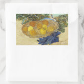 ゴッホの静物画「青い手袋のあるオレンジとレモン」 長方形シール (バッグ)