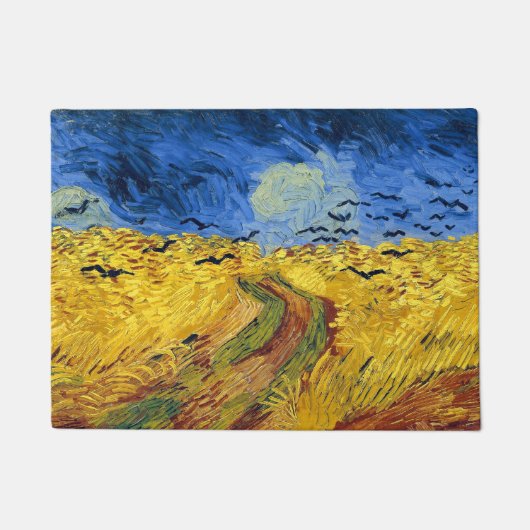 ゴッホの麦畑印象派絵画 ドアマット (正面)