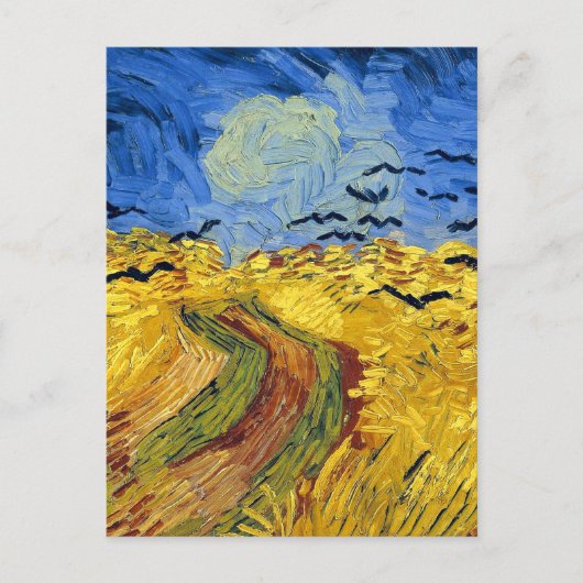 ゴッホの麦畑印象派絵画 ポストカード (正面)