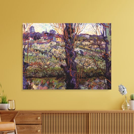 ゴッホの「アルルで咲く果樹園」 キャンバスプリント (インサイチュ (リビング))