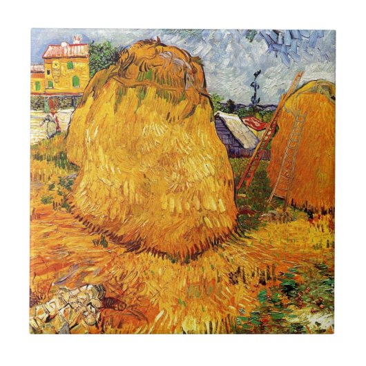 ゴッホの「プロヴァンスの干し草の山」 タイル (正面)