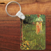 ゴッホの「庭を歩く女」 キーホルダー (正面)