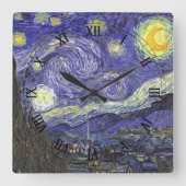 ゴッホの「星の夜」 スクエア壁時計 (正面)