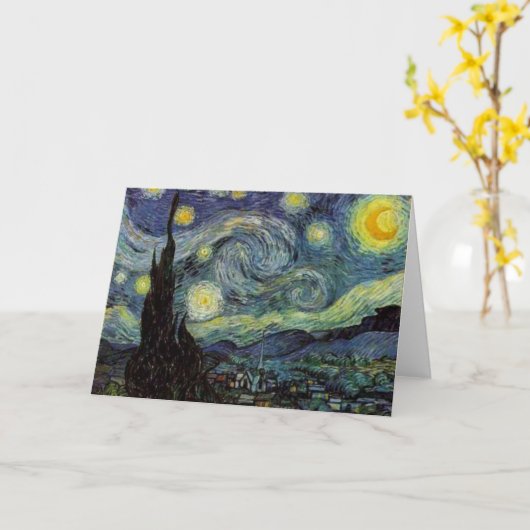 ゴッホの『星夜』 カード (黄色い花)