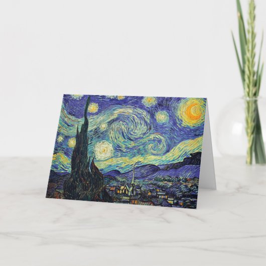ゴッホの「星夜」青と黄色の絵 カード (正面)