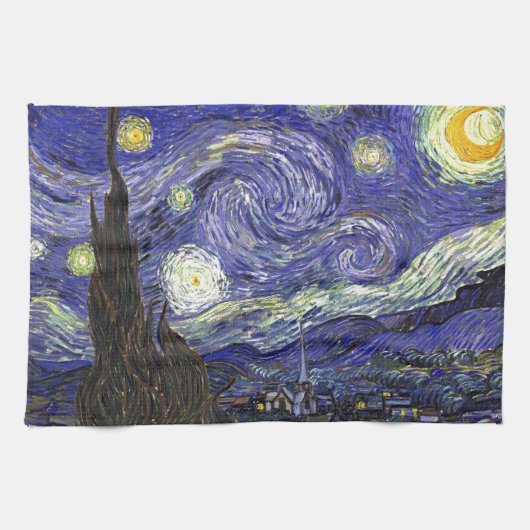 ゴッホの「星月夜」 キッチンタオル (横)