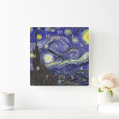ゴッホの「星月夜」 スクエア壁時計 (ホーム)