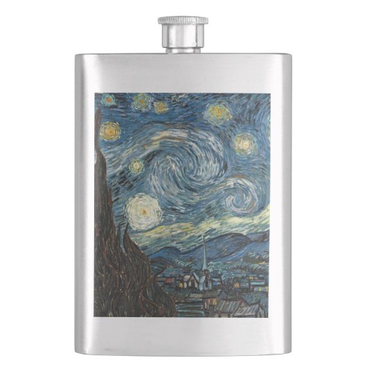 ゴッホの「星月夜」。有名な美術作品 フラスク (正面)