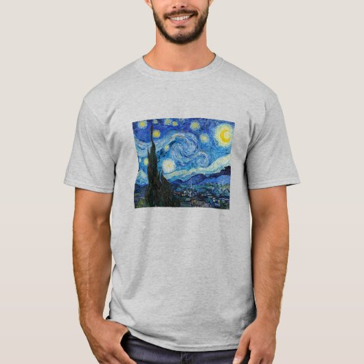 ゴッホの「星月夜」 Tシャツ (正面)