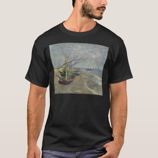ゴッホの「浜辺の漁船」 Tシャツ (正面)