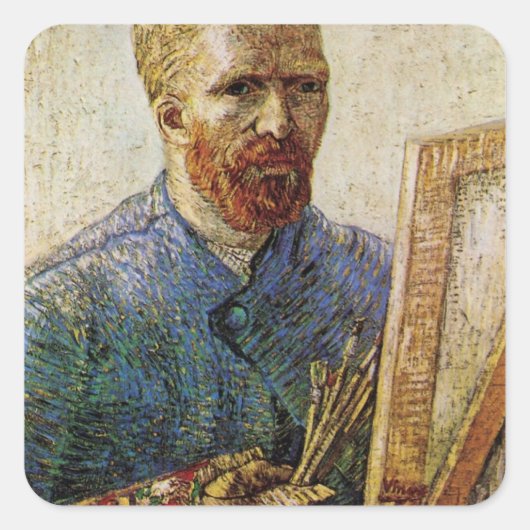 ゴッホの「画架の前の自画像」 スクエアシール (正面)