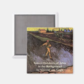 ゴッホの「種まき」：アルルの郊外 マグネット (正面/裏面)