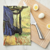 ゴッホの「糸を紡ぐ女」 キッチンタオル (四つ折り)
