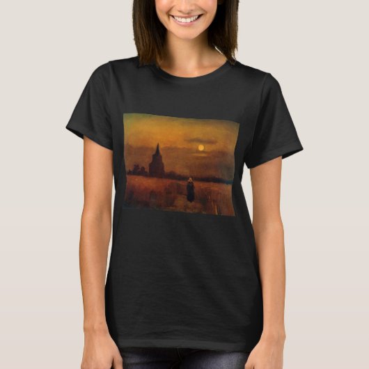 ゴッホの「麦畑の古塔」 Tシャツ (正面)