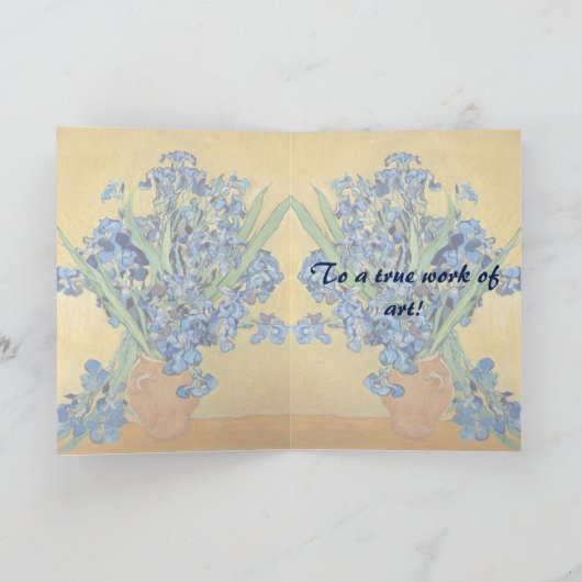 ゴッホはつぼの青の花の芸術の誕生日を絞ります カード (内部)