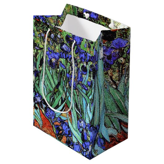 ゴッホは花の花の庭のギフトバッグを絞ります ミディアムペーパーバッグ (正面アングル)