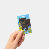 ゴッホスタイルの猫とひまわり バッジ (手持ち)