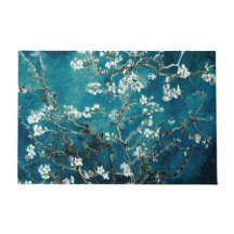 ゴッホ作ダークティール杏の花 玄関マット