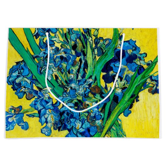 ゴッホ作「アイリス」の花瓶 ラージペーパーバッグ (正面)