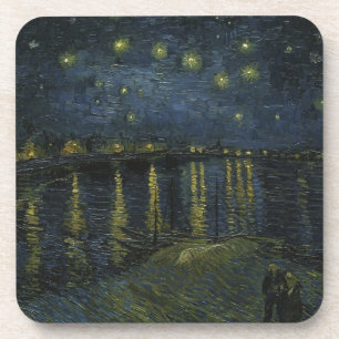 ゴッホ作「星月夜 (ローヌ川の星月夜)」油絵 コースター