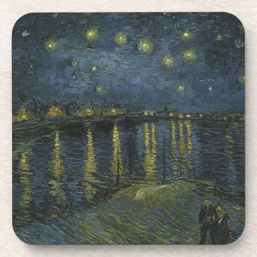 ゴッホ作「星月夜 (ローヌ川の星月夜)」油絵 コースター (正面)