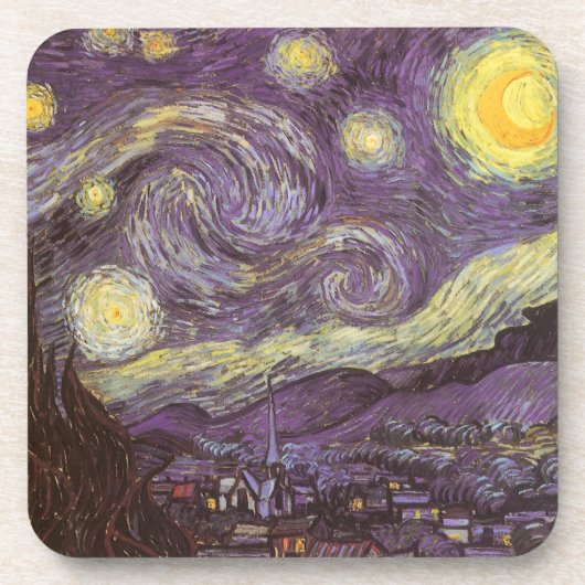 ゴッホ作『星月夜』 ヴィンテージ ファインアート コースター (正面)