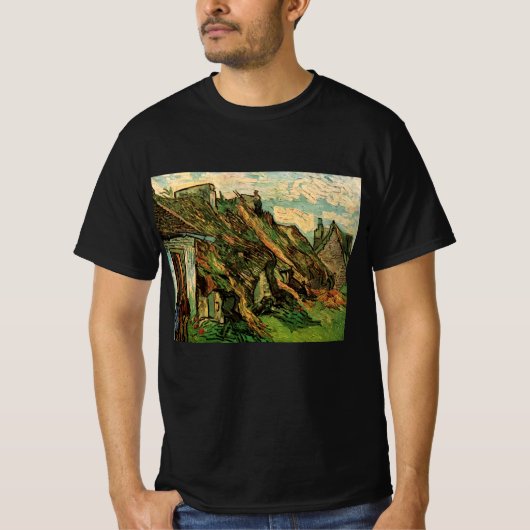 ゴッホ作『藁葺きの砂岩のコテージ』 Tシャツ (正面)