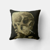 ゴッホ喫煙のスカルの投球のクッション クッション (裏面)