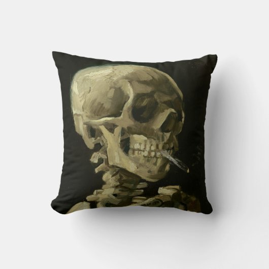 ゴッホ喫煙のスカルの投球のクッション クッション (正面)