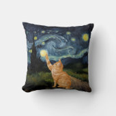 ゴッホ子猫スターリーナイトキャット クッション (正面)