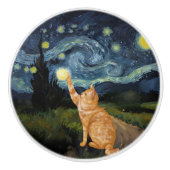 ゴッホ子猫スターリーナイトキャット セラミックノブ (正面)