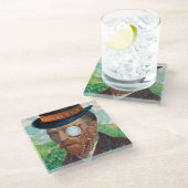 ゴッホ流れガラスのコースター付き ガラスコースター (アングル)