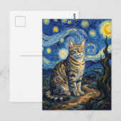 ゴッホ猫の星空 印象派アート ポストカード (正面/裏面)