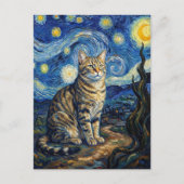 ゴッホ猫の星空 印象派アート ポストカード (正面)