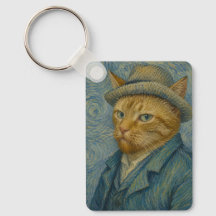 ゴッホ猫の自画像 ビンテージアートのパロディ