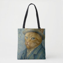 ゴッホ猫の自画像 ビンテージアートのパロディ