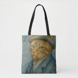 ゴッホ猫の自画像 ビンテージアートのパロディ トートバッグ