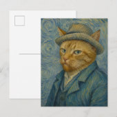 ゴッホ猫の自画像 ビンテージアートのパロディ ポストカード (正面/裏面)
