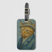 ゴッホ猫の自画像 ビンテージアートのパロディ ラゲッジタグ (正面縦)